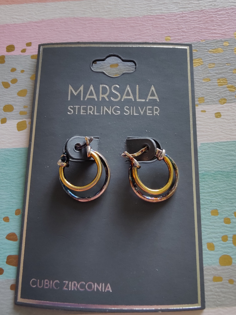 Marsala Multi-Tone Sterling Silver Double Hoop Earrings